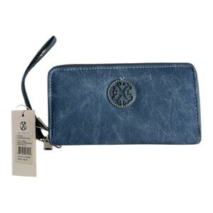 CXL Christian Lacroix. Ames PU Denim Double Zipper Wallet Lt Denim
